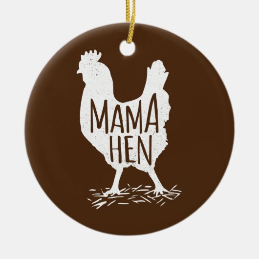 母おもしろいの日マママヘンチキンギフトママファーム セラミックオーナメント (正面)
