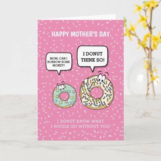 母おもしろいの日 |かわいいドーナツのユーモアのカード カード (黄色い花)