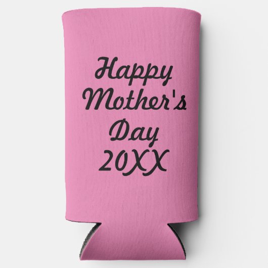 母おもしろいの日 – ピンクと黒 –  スリム缶クーラー (正面)