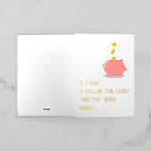 母おもしろいは正しかった、ピギー銀行の母の日金ゴールド 箔シーズンカード (外側レイダウン)