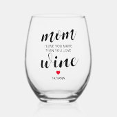 母おもしろい君をもっと愛してる ステムなしワイングラス (正面)