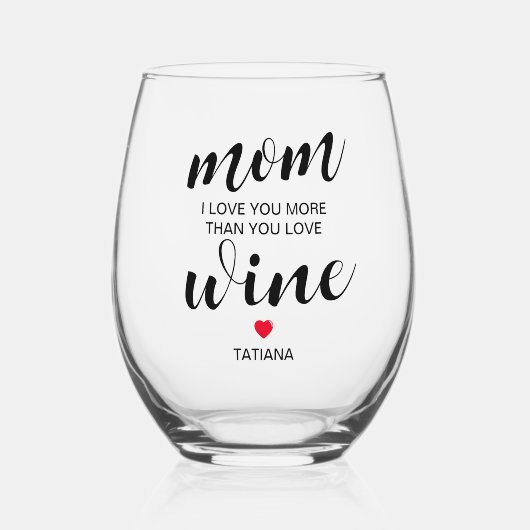 母おもしろい君をもっと愛してる ステムなしワイングラス (正面)