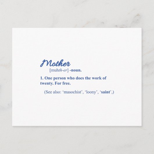 母おもしろい幸せ母の日も母カッコいい母 ポストカード (正面)