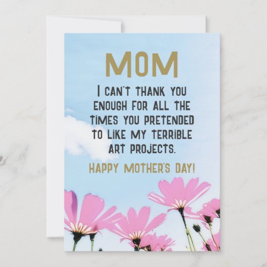 母おもしろい引用文ユーモア花フローラ母の日 シーズンカード (正面)