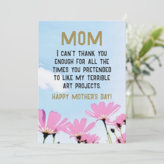 母おもしろい引用文ユーモア花フローラ母の日 シーズンカード (スタンド正面)