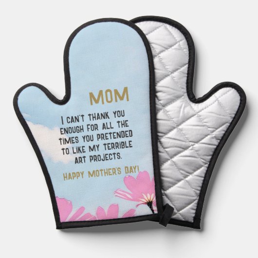 母おもしろい引用文ユーモア花フローラ母の日 鍋つかみ (正面/裏面)