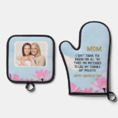 母おもしろい引用文花フローラ母の日写真 鍋つかみ&鍋敷きセット (正面)