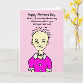 母おもしろい日に髪を抜く カード (黄色い花)