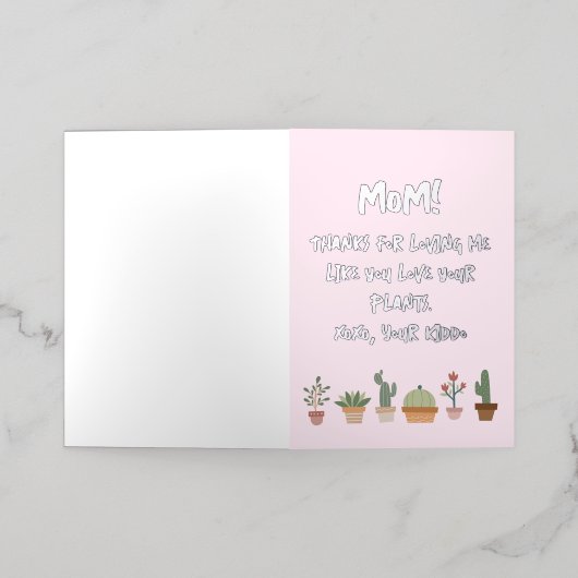 母おもしろい日の植物愛好家 箔グリーティングカード (外側レイダウン)