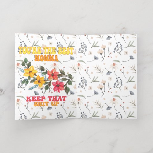 母おもしろい日カード花 箔グリーティングカード (内側レイダウン)