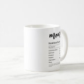 母おもしろい栄養ファクト黒白スクリプト コーヒーマグカップ (正面右)