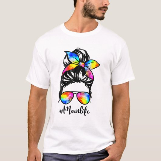 母おもしろい生汚いパンヘアタイ染め女性母 Tシャツ (正面)