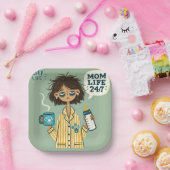 母おもしろい紙プレート- "母の生活24/7" ペーパープレート (パーティー)