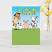 母おもしろい親の日用カードで育てられた動物 カード (黄色い花)