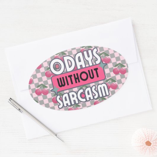 母おもしろい0日（皮肉なし） 楕円形シール (封筒)