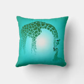 母およびかわいいベビーのキリン|のティール（緑がかった色） クッション (裏面)