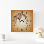 母およびかわいいベビーのキリン|の日焼け スクエア壁時計 (ホーム)