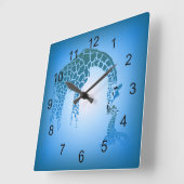 母およびかわいいベビーのキリン|の紺碧 スクエア壁時計 (傾斜)