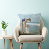 母およびベビーとのビーチ場面 クッション (椅子)