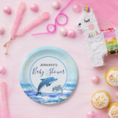 母およびベビーのイルカの海のテーマのベビーシャワー ペーパープレート (パーティー)