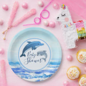 母およびベビーのイルカの海のベビーシャワー ペーパープレート (パーティー)