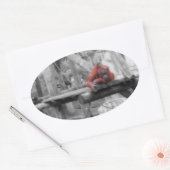 母およびベビーのオランウータン 楕円形シール (封筒)