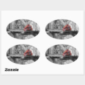 母およびベビーのオランウータン 楕円形シール (シート)