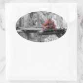 母およびベビーのオランウータン 楕円形シール (バッグ)