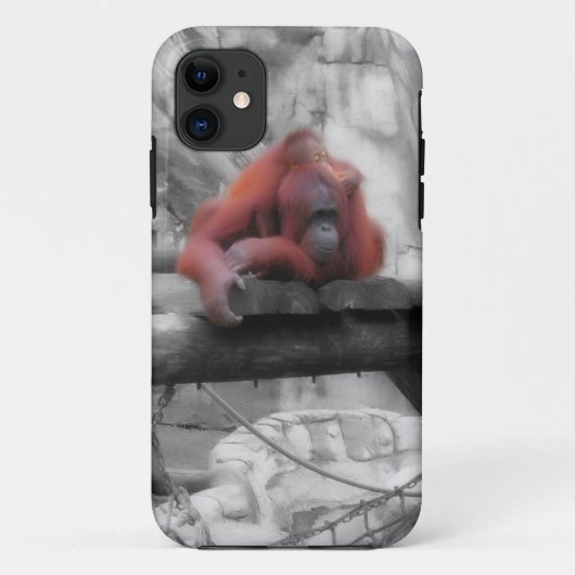 母およびベビーのオランウータン Case-Mate iPhoneケース (裏面)