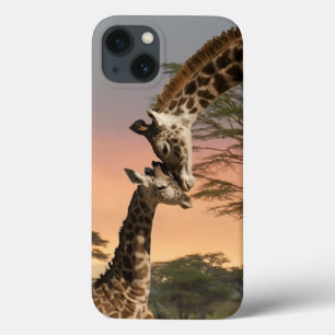 母およびベビーのキリン、iPhone 6、堅いXtreme iPhone 13ケース