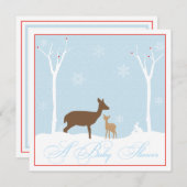 母およびベビーのシカのベビーシャワーの招待状 招待状 (正面/裏面)