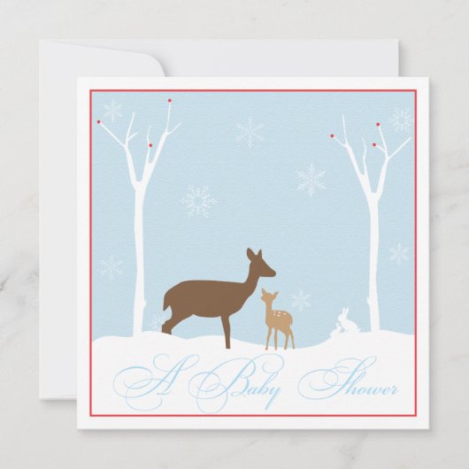 母およびベビーのシカのベビーシャワーの招待状 招待状 (正面)