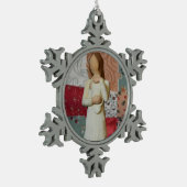 母およびベビーのピューターの雪片のオーナメント スノーフレークピューターオーナメント (左)