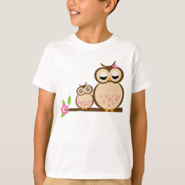 母およびベビーのフクロウ Tシャツ