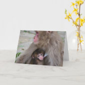 母およびベビー猿の母の日カード カード (黄色い花)