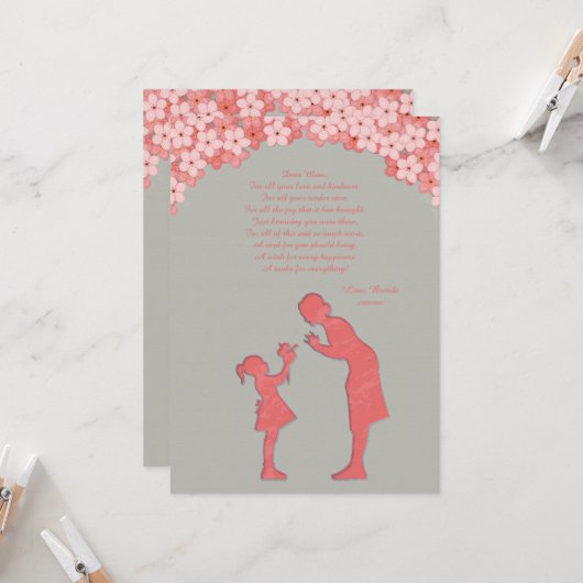 母および娘の挨拶状 カード (正面/裏面インサイチュ)