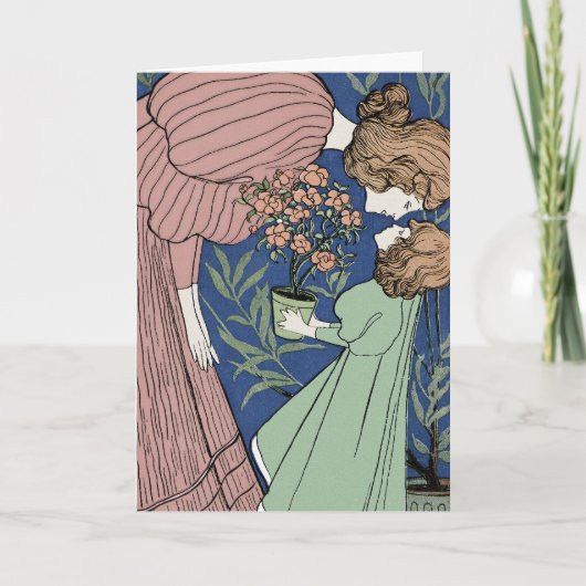 母および娘-アールヌーボー シーズンカード (正面)