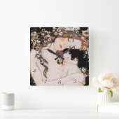 母および子供のギュスターブのクリムト スクエア壁時計 (ホーム)