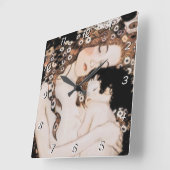 母および子供のギュスターブのクリムト スクエア壁時計 (傾斜)