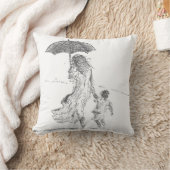 母および子供スリランカ クッション (ブランケット)