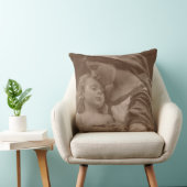 母および子供(セピア色の写真)のポートレート クッション (椅子)