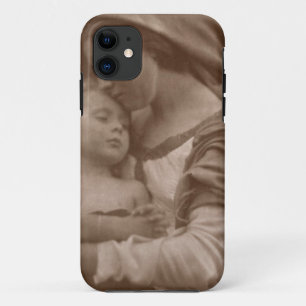 母および子供(セピア色の写真)のポートレート iPhone 11 ケース