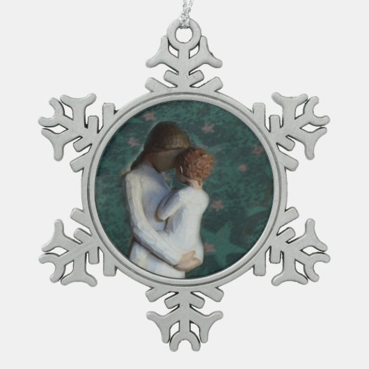 母および息子のピューターの雪片のオーナメント スノーフレークピューターオーナメント (正面)