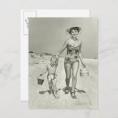 母および息子の歩く ポストカード (正面/裏面)