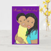 母および息子 カード (黄色い花)