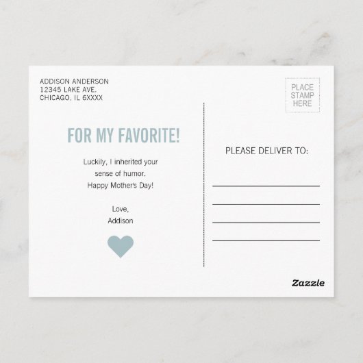 母お気に入りの母の日はがき ポストカード (裏面)