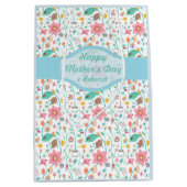 母お洒落かわいらし日の模様パーソナライズされた ミディアムペーパーバッグ (正面)