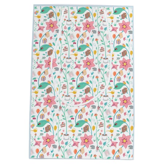 母お洒落かわいらし日の模様パーソナライズされた ミディアムペーパーバッグ (裏面)