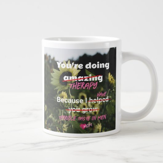 母からの白ひまわりコーヒーマグおもしろい ジャンボコーヒーマグカップ (右)