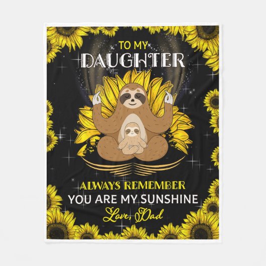 母から娘にヒマワリを撒く フリースブランケット (正面)